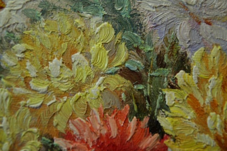 Картина "Яркие краски лета" Цена: 9400 руб. Размер: 60 x 60 см. Увеличенный фрагмент.