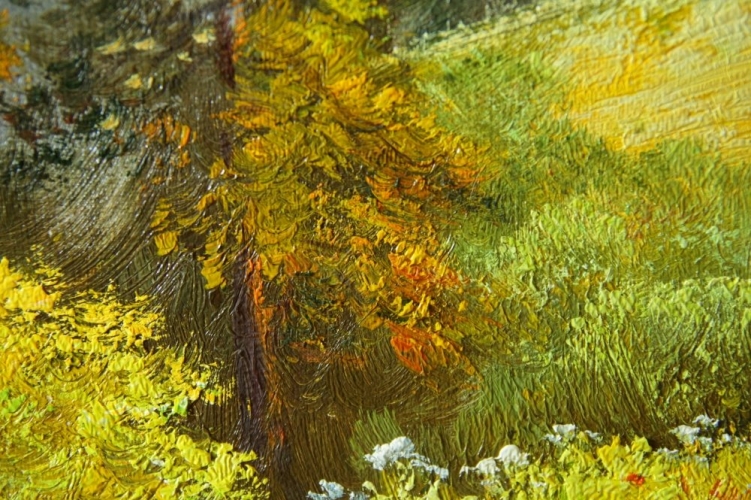 Картина "Миниатюра с горами" Цена: 6200 руб. Размер: 40 x 30 см. Увеличенный фрагмент.