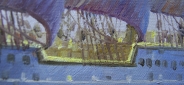 Картина маслом "Белеет парус" Цена: 8000 руб. Размер: 50 x 40 см. Увеличенный фрагмент.