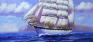 Картина маслом "Белый парусник" Цена: 8000 руб. Размер: 50 x 40 см.