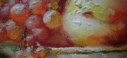 Картина маслом "Вино и персики" Цена: 5700 руб. Размер: 30 x 40 см. Увеличенный фрагмент.