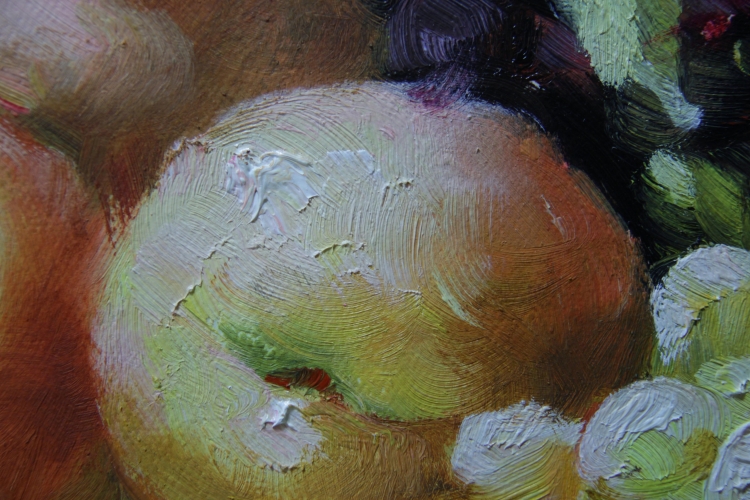 Картина маслом "Вкусный арбуз" Цена: 17200 руб. Размер: 90 x 60 см. Увеличенный фрагмент.