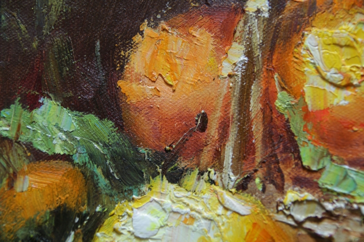 Картина "Апельсины" Цена: 9700 руб. Размер: 50 x 60 см. Увеличенный фрагмент.