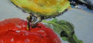 Картина "Моё яблоко" Цена: 6300 руб. Размер: 40 x 30 см. Увеличенный фрагмент.