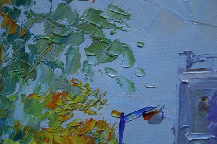 Картина "Осенний переулок" Цена: 9200 руб. Размер: 60 x 50 см. Увеличенный фрагмент.