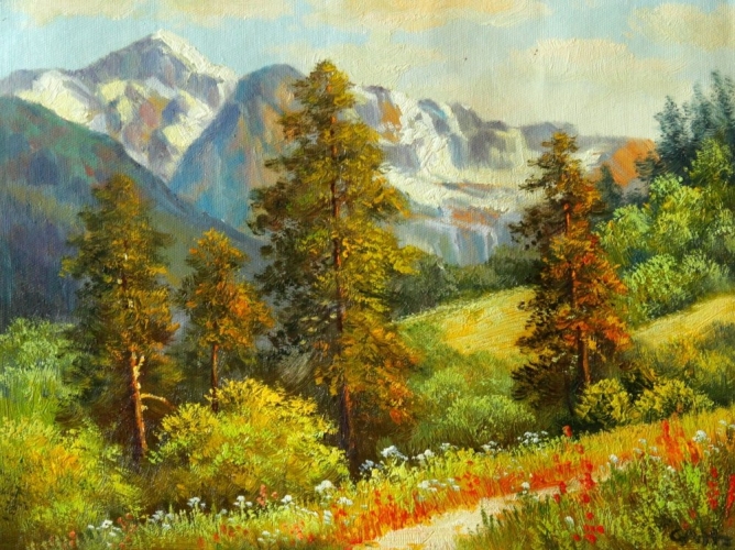 Картина "Миниатюра с горами" Цена: 6200 руб. Размер: 40 x 30 см.