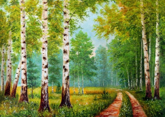 Картина "Березовый лес" Цена: 7200 руб. Размер: 70 x 50 см.