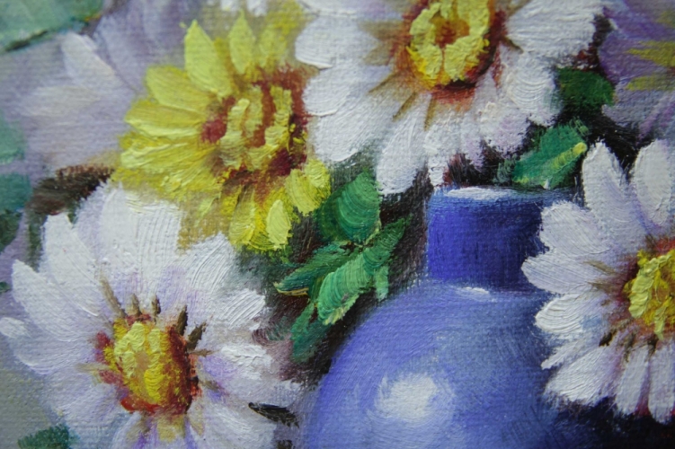 Картина "Маленькие цветочки" Цена: 5600 руб. Размер: 25 x 20 см. Увеличенный фрагмент.
