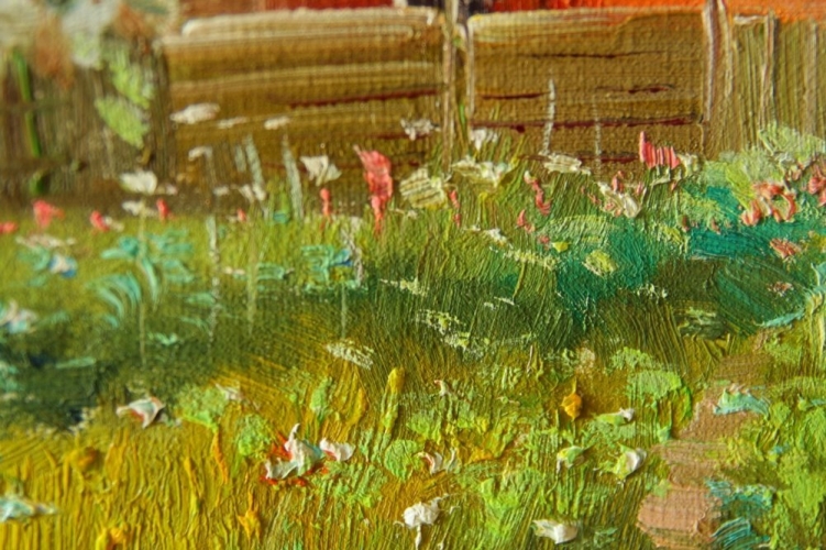 Картина "Цветущий сад" Цена: 5600 руб. Размер: 25 x 20 см. Увеличенный фрагмент.