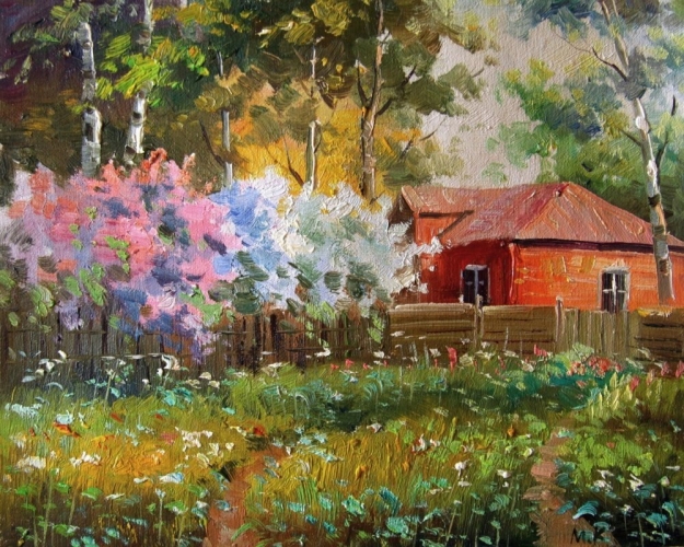 Картина "Цветущий сад" Цена: 5600 руб. Размер: 25 x 20 см.