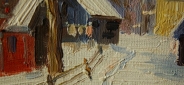 Картина "Деревенская зима" Цена: 5600 руб. Размер: 25 x 20 см. Увеличенный фрагмент.