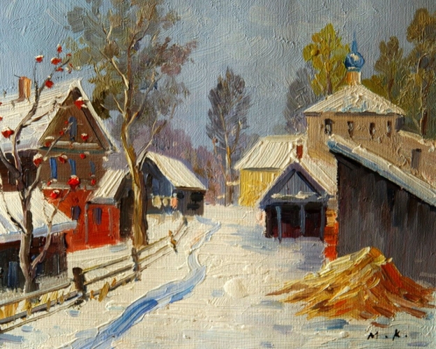 Картина "Деревенская зима" Цена: 5600 руб. Размер: 25 x 20 см.