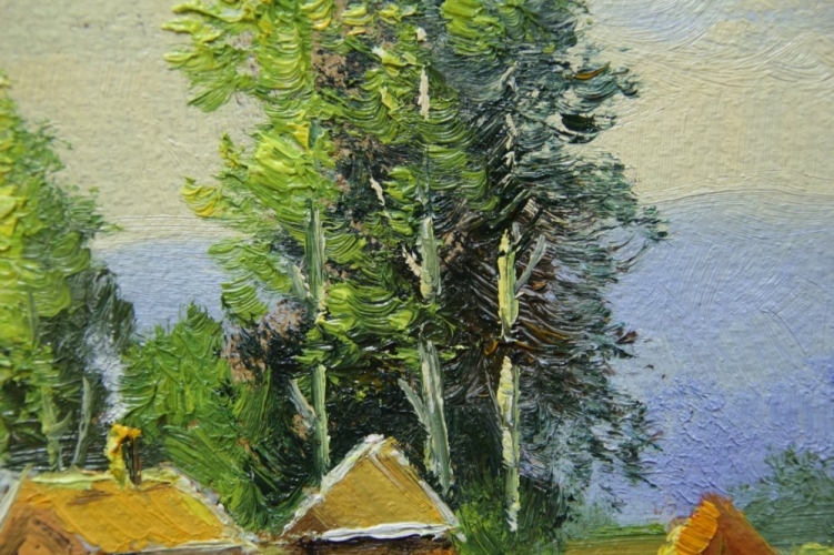 Картина "Деревушка" Цена: 4300 руб. Размер: 25 x 20 см. Увеличенный фрагмент.