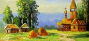 Картина "Деревушка" Цена: 4300 руб. Размер: 25 x 20 см.