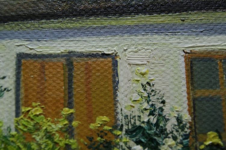 Картина "Домик в деревне" Цена: 16100 руб. Размер: 90 x 60 см. Увеличенный фрагмент.
