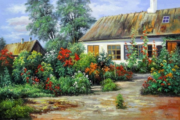 Картина "Домик в деревне" Цена: 16100 руб. Размер: 90 x 60 см.