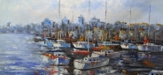 Картина "Городская гавань" Цена: 21200 руб. Размер: 100 x 100 см.