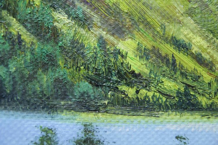 Картина "Холодное озеро" Цена: 7700 руб. Размер: 50 x 40 см. Увеличенный фрагмент.