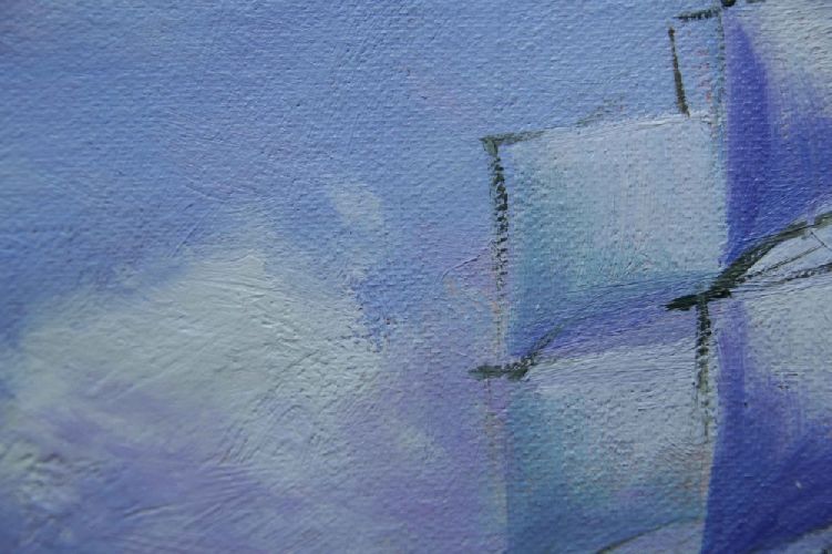 Картина "Корабль и море" Цена: 8700 руб. Размер: 60 x 50 см. Увеличенный фрагмент.