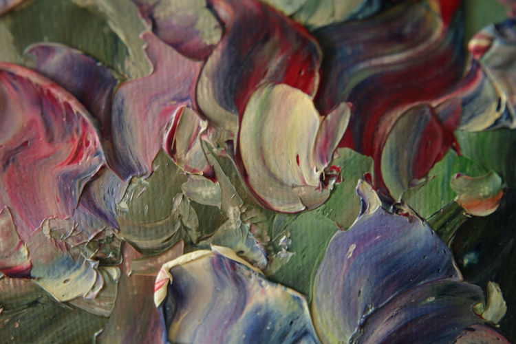 Картина маслом "Красивые ирисы" Цена: 10900 руб. Размер: 50 x 60 см. Увеличенный фрагмент.
