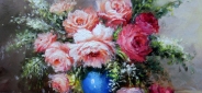 Картина маслом "Красивый букет в вазе" Цена: 7400 руб. Размер: 50 x 40 см.
