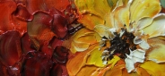 Картина "Красные и желтые цветы" Цена: 9800 руб. Размер: 60 x 50 см. Увеличенный фрагмент.