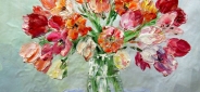 Картина маслом "Красные тюльпаны" Цена: 10300 руб. Размер: 60 x 50 см.