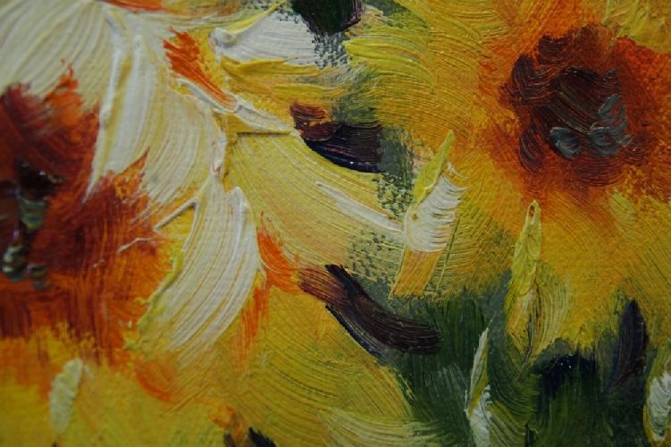 Картина "Желтые цветы" Цена: 7700 руб. Размер: 60 x 50 см. Увеличенный фрагмент.