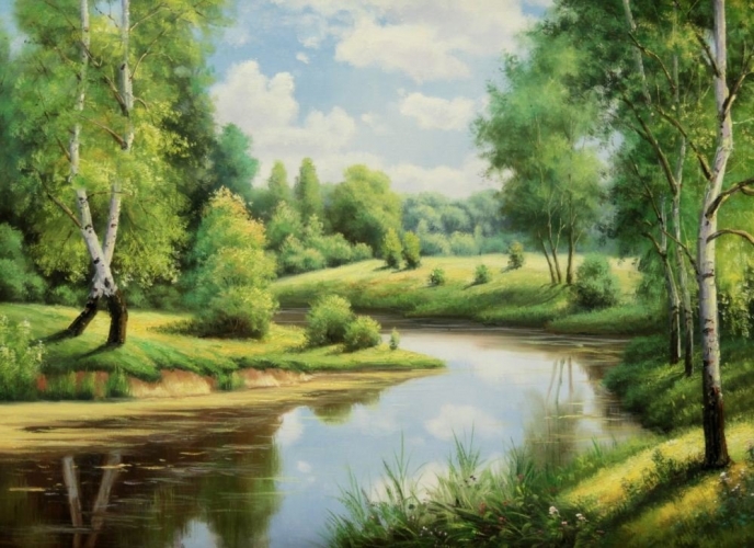Картина "Лесная речка" Цена: 9200 руб. Размер: 70 x 50 см.