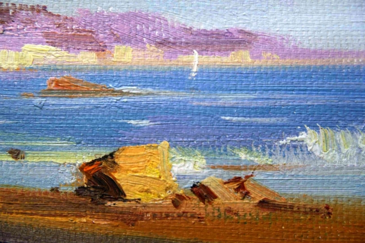 Картина "Летний пляж" Цена: 5100 руб. Размер: 40 x 30 см. Увеличенный фрагмент.