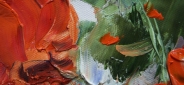 Картина "Маки и ваза" Цена: 9800 руб. Размер: 50 x 60 см. Увеличенный фрагмент.
