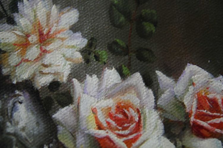 Картина "Миниатюра с розами" Цена: 6900 руб. Размер: 25 x 20 см. Увеличенный фрагмент.