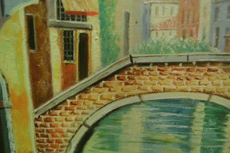 Картина "Мостик в Венеции" Цена: 8600 руб. Размер: 60 x 50 см. Увеличенный фрагмент.