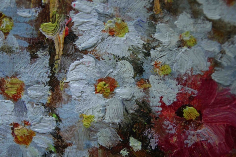 Картина маслом "Нежные цветочки" Цена: 6300 руб. Размер: 40 x 50 см. Увеличенный фрагмент.