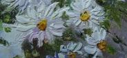 Картина "Нежные ромашки" Цена: 6500 руб. Размер: 50 x 40 см. Увеличенный фрагмент.