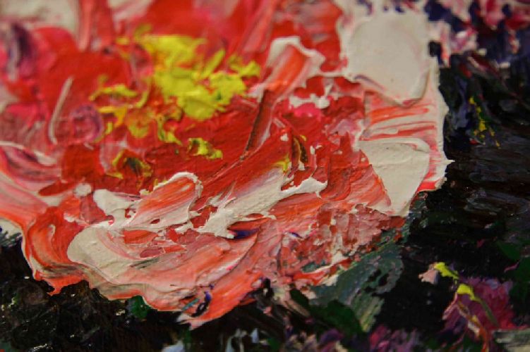 Картина "Нежные розы" Цена: 6000 руб. Размер: 50 x 60 см. Увеличенный фрагмент.