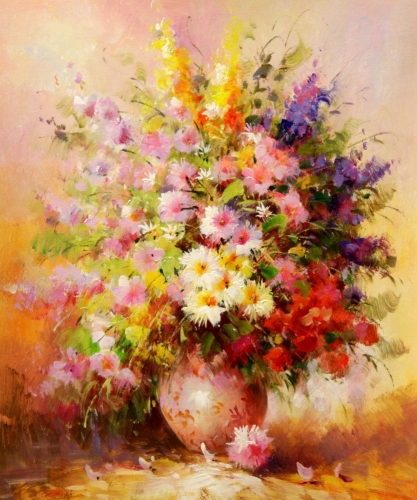 Картина "Нежный букет в вазе" Цена: 7200 руб. Размер: 50 x 60 см.