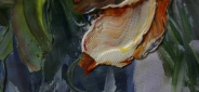 Картина маслом "Огненные ирисы" Цена: 10900 руб. Размер: 50 x 60 см. Увеличенный фрагмент.
