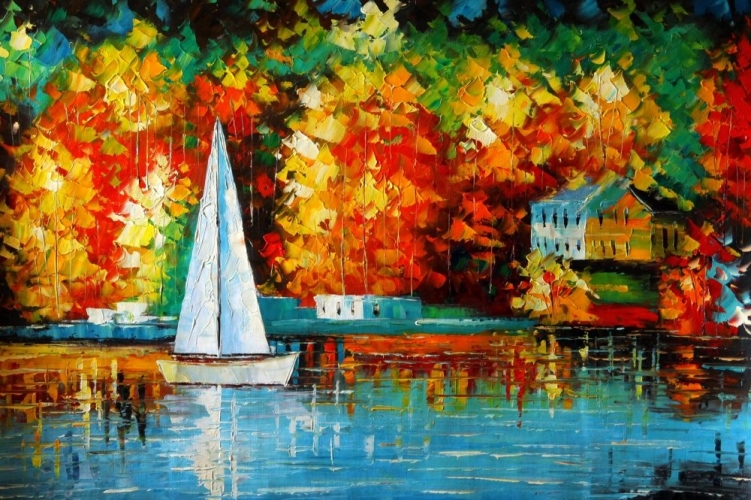 Картина "Осеннее озеро" Цена: 8700 руб. Размер: 90 x 60 см.