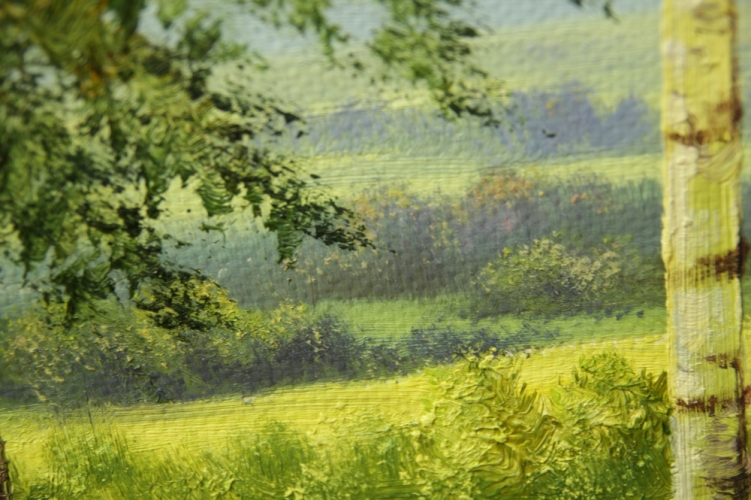 Картина "Пейзаж с березами" Цена: 7700 руб. Размер: 50 x 40 см. Увеличенный фрагмент.