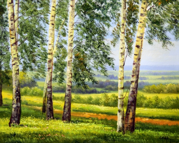 Картина "Пейзаж с березами" Цена: 7700 руб. Размер: 50 x 40 см.