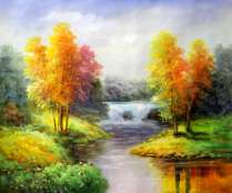 Картина "Пейзаж с горным ручьем"