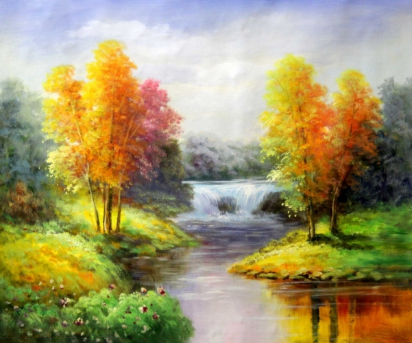 Картина "Пейзаж с горным ручьем" Цена: 6900 руб. Размер: 60 x 50 см.