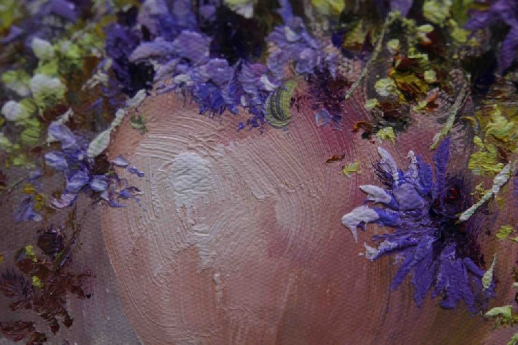 Картина "Фиолетовые цветы" Цена: 6600 руб. Размер: 50 x 40 см. Увеличенный фрагмент.