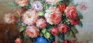 Картина "Пионы в стильной вазе" Цена: 17500 руб. Размер: 80 x 80 см.