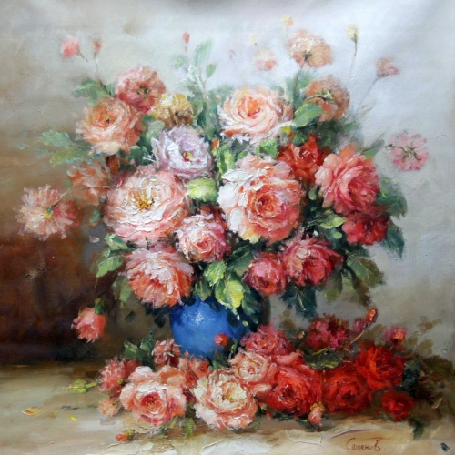 Картина "Пионы в стильной вазе" Цена: 17500 руб. Размер: 80 x 80 см.