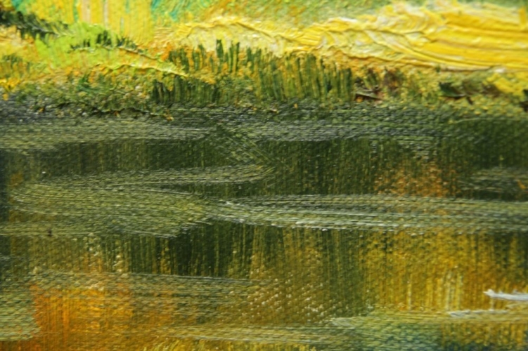 Картина "Пороги и речушка" Цена: 6600 руб. Размер: 60 x 60 см. Увеличенный фрагмент.