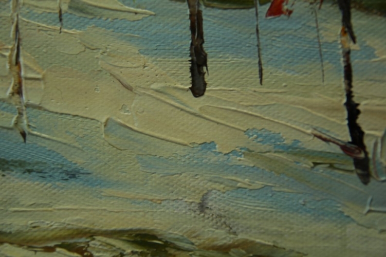 Картина "Пришла зима" Цена: 10300 руб. Размер: 90 x 60 см. Увеличенный фрагмент.