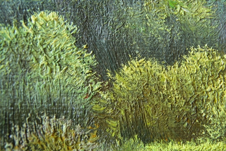 Картина "Речка в лесу" Цена: 13900 руб. Размер: 90 x 60 см. Увеличенный фрагмент.