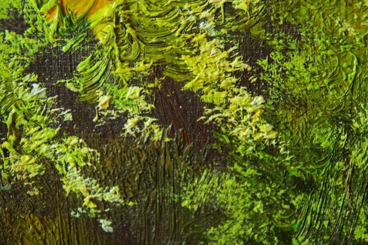Картина "Речка в лесу" Цена: 13900 руб. Размер: 90 x 60 см. Увеличенный фрагмент.